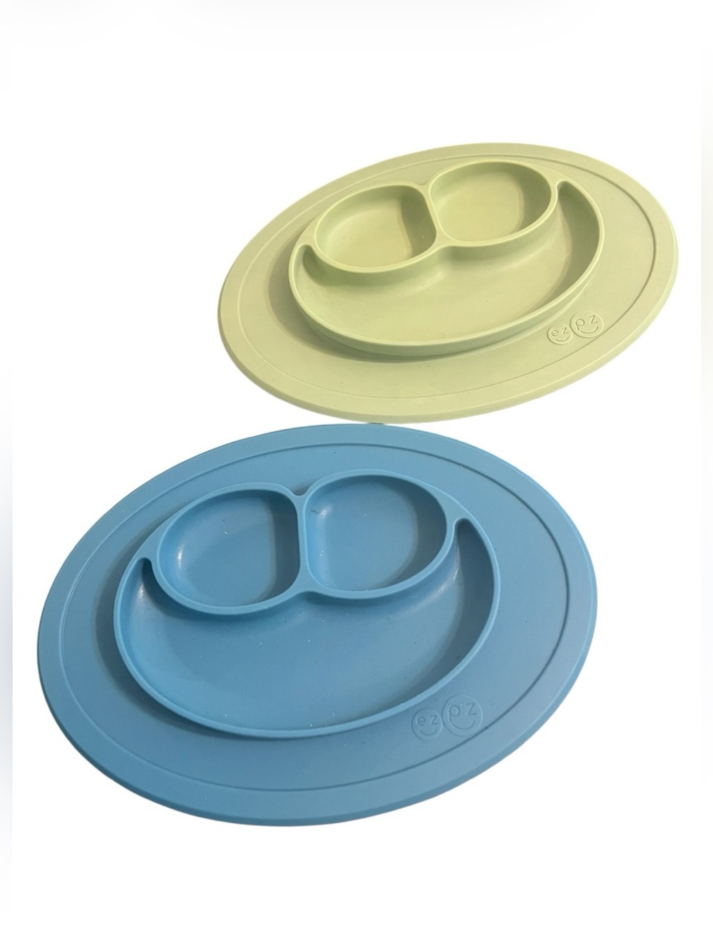 EZPZ Silicone Suction Plates Bundle (2) | Sage & Blue | Like New